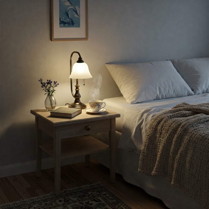 Dusk bedroom scene: Captures a tranquil bedroom at dusk, featuring soft white linens and a warm ambiance. Dusk bedroom scene: Captures a tranquil bedroom at dusk, featuring soft white linens and a warm ambiance.