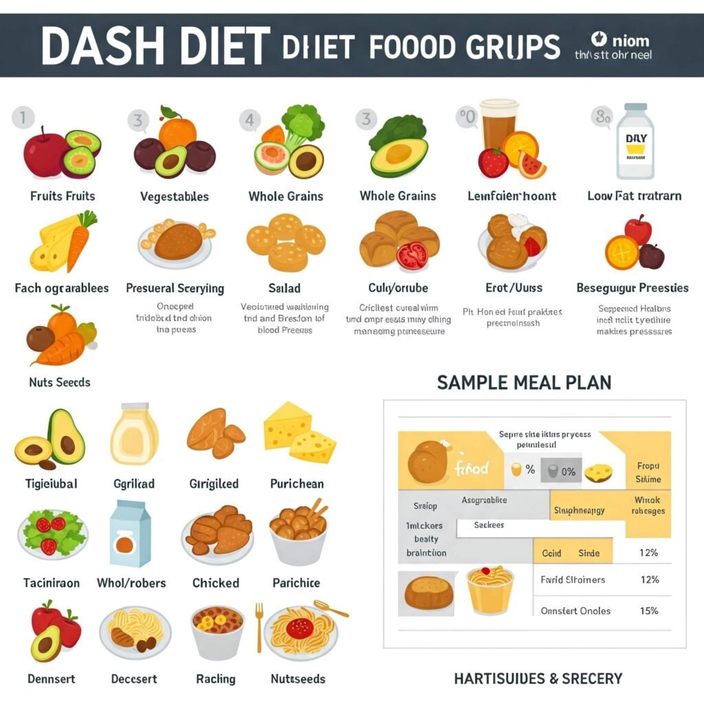 DASH Diet Infographic: Food Groups & Meal Plan
