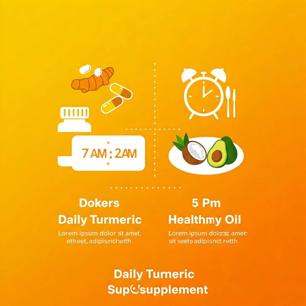Daily turmeric supplement routine infographic.