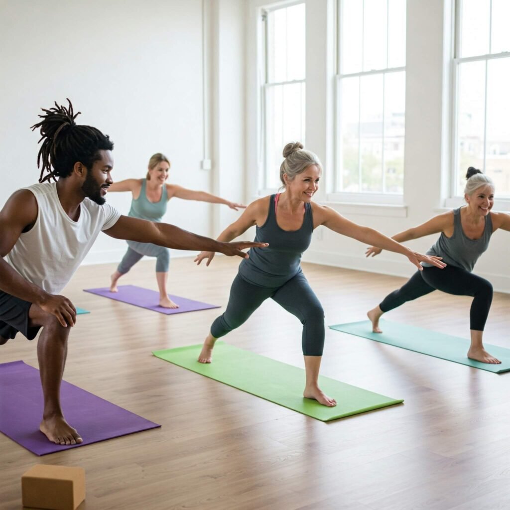 Beginner group yoga