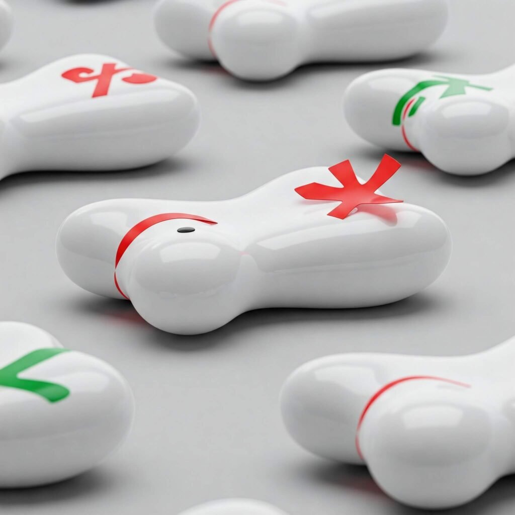 Image in white and gray with red and green accents illustrating mistakes
