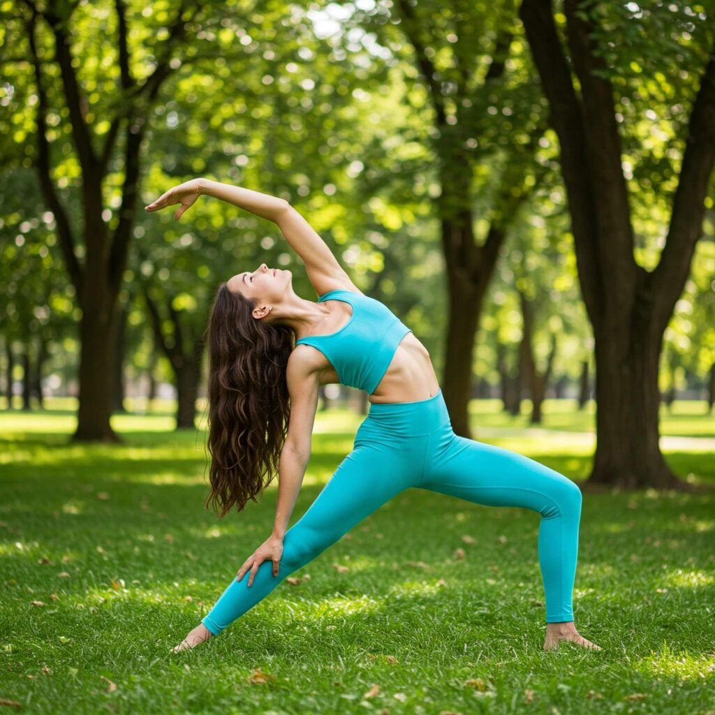 Person doing yoga in peaceful park