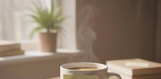 Emotional Wellness: Simple Practices to Improve Your Mental Health Coffee mug with sticky note, phone, crumpled notes on desk.