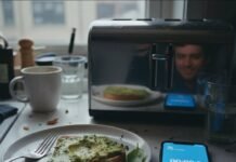 Intermittent Fasting: The Science Behind the Diet Trend Everyone’s Talking About Half-eaten avocado toast, phone with fasting timer, bleary reflection in toaster.