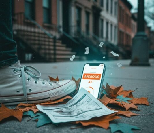 Cognitive Behavioral Therapy: Your Guide to Mental Wellness Sneaker on therapy worksheet and phone on a Brooklyn sidewalk.