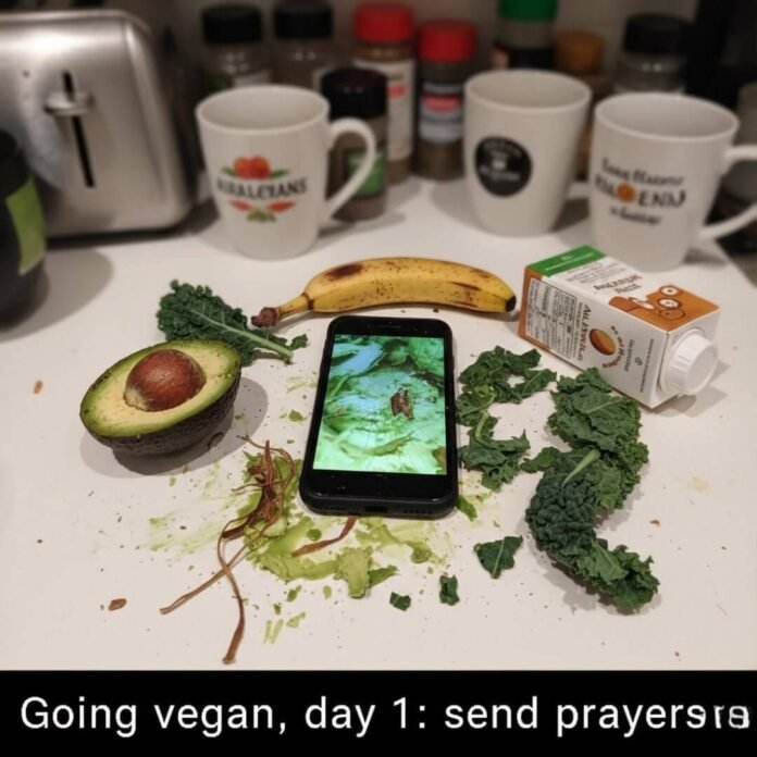 “Going vegan, day 1: send prayers.”