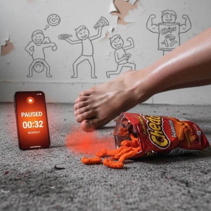 Sweaty foot, Cheetos, phone, and stick figures.