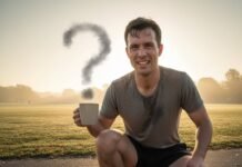 Stretching Exercises for Flexibility: Boost Mobility & Prevent Injury Man grimacing, squatting, with question mark steam from coffee.
