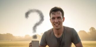 Stretching Exercises for Flexibility: Boost Mobility & Prevent Injury Man grimacing, squatting, with question mark steam from coffee.