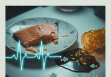 Omega-3 Supplements: Why Your Heart Needs These Essential Fatty Acids Salmon, omega-3s, and cartoon fish with stethoscopes.