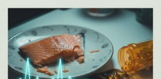 Omega-3 Supplements: Why Your Heart Needs These Essential Fatty Acids Salmon, omega-3s, and cartoon fish with stethoscopes.