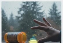 Vitamin D Supplements: Why You Can’t Afford to Skip Them This Year Rainy window, glowing pill, reaching hand.