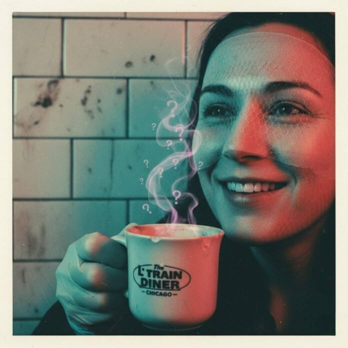 Close-up of a woman smiling while holding a coffee mug.